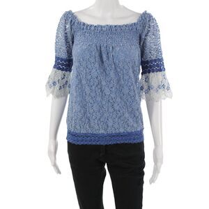 Temptation Positano Womens Bohemian Floral Cotton 3/4 Sleeve Blouse Size M